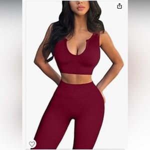 NWT Workout Outfit for Women 2 Piece Set (XS, Wine)